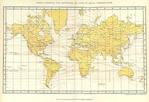 MAP OF THE WORLD SHOWING THE ISOTHERMS OR LINES OF EQUAL TEMPERATURE,1900 Historical Meteorologic...