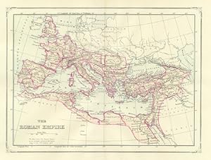 THE ROMAN EMPIRE,Antique Coloured Map,1900 Historical Topographical Map