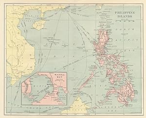 PHILIPPINE ISLANDS,Antique Coloured Map,1900 Historical Topographical Map