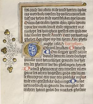 15th Century manuscript leaf Dutch on vellum