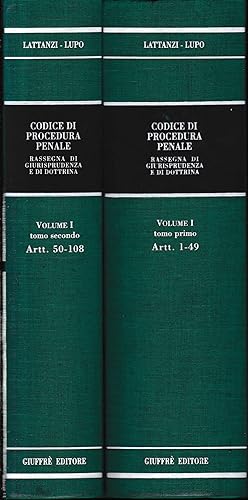 Codice Di Procedura Penale. Vol. 1, libro 1. artt. 1-49 / 50 -108. Due volumi.