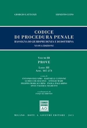 Codice Di Procedura Penale. Vol. 3: prove, Libro 3: artt. 187-271