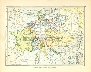 CENTRAL EUROPE 1789 ,ANTIQUE COLOUR MAP PRINT 1905 HISTORICAL MAP