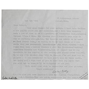 Typed Letter, Signed, about railroad research by the author of Thomas the Tank Engine [TLS]