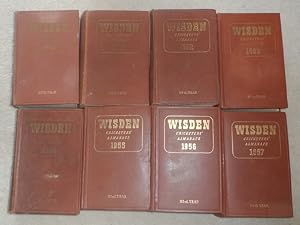 1950 to 1957 Wisden Hardback Set of 8 Books.