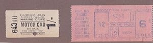 Llandudno Marine Drive Motor Car 2x Toll 1954 Ticket s