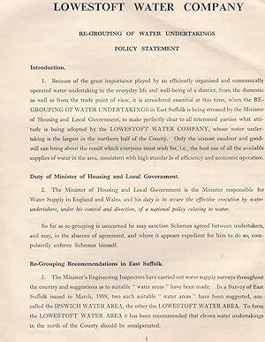 Lowestoft Water Company 1959 Regrouping Of Water Undertakings Vintage Booklet
