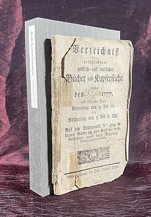 [ANTIQUARIAN BIBLIOGRAPHY]. [BOOK AUCTION, VIENNA 1777]. Verzeichniss verschiedener geistlich- un...