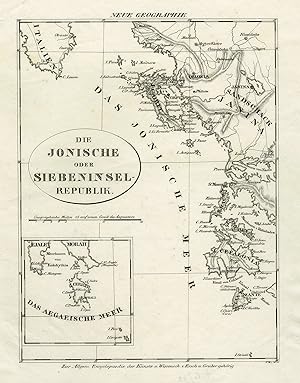 Antique Map-Ionian sea-Greece-Siebeninsel Republik-Ersch und Gruber-ca. 1880