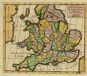 Antique Map-South England and counties-London-Sussex-Kent-Wales-Sanson-ca. 1720