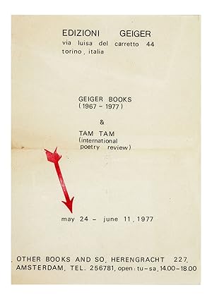 A4 flyer: Geiger Books (1967-1977) & Tam Tam (international poetry review) (24 May-11 June 1977)