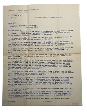 Unsigned typed letter addressed to Emory W. Ross from C. S. Smith regarding a proposed building f...