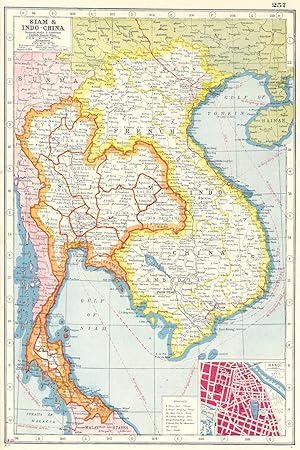 Siam & IndoChina; Inset map of Hanoi