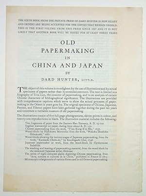 [ephemera, publishing] Old Papermaking in China and Japan