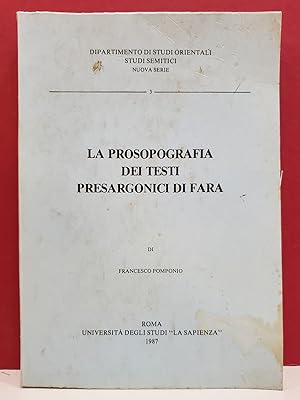 La prosopografia dei testi presargonici di Fara