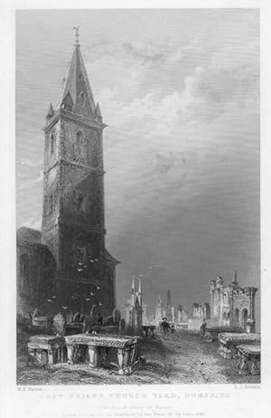 GREY FRIARS CHURCH YARD IN DUMFRIES AYRSHIRE,1842 Steel Engraved Print