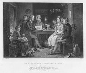 THE COTTERS SATURDAY NIGHT,1842 Steel Engraved Print