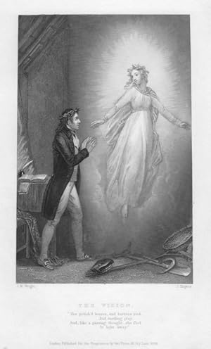 THE VISION OF AN ANGEL APPEARING TO A MAN ,1842 Steel Engraved Print