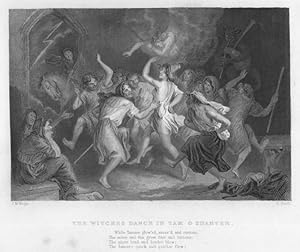 THE WITCHES DANCE IN TAM O SHANTER,1842 Steel Engraved Halloween Print