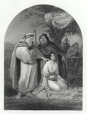 BOAZ AND RUTH,1850s Engraving