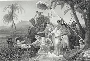 THE FINDING OF MOSES,1850s Engraving