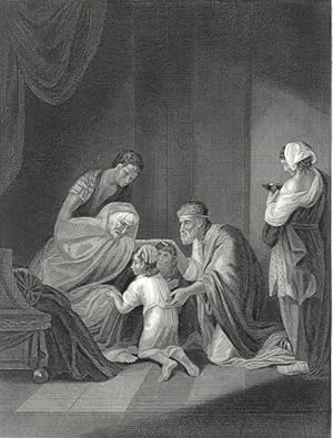 JACOB BLESSING THE SONS OF JOSEPH,1850s Engraving