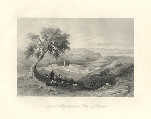 NAZARETH LOOKING TOWARDS THE PLAIN OF ESDRAELON,1847 ENGRAVING RELIGIOUS LANDSCAPE ART PRINT