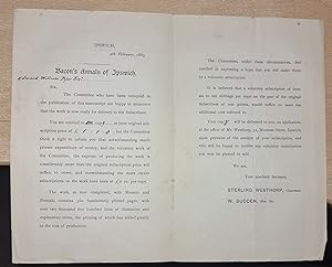 Printed notification of the publication of: "Bacon's Annals of Ipswich"