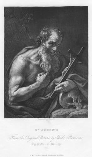 ST JEROME WITH THE CROSS AND SKULL,From the original painting by Guido Reni in the National Gallery