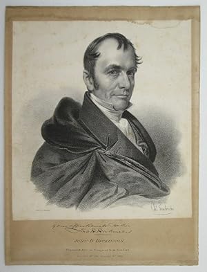 Signed Lithograph of John D. Dickinson, Signed by Subject & Artist (1841)