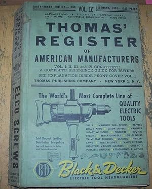 Thomas' Register of American Manufacturers Volume IV-48th Edition, 1958