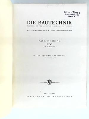 Die Bautechnik - 33. Jahrgang 1956 - Heft 1-12 gebunden