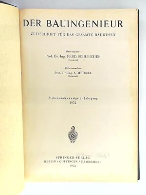 Der Bauingenieur - 27. Jahrgang 1952 - Heft 1-12 gebunden