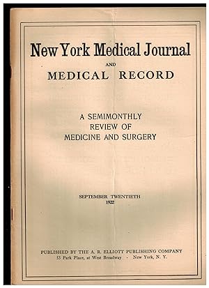 New York Medical Journal and Medical Record, September 20, 1922