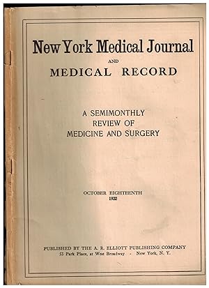 New York Medical Journal and Medical Record, October 18, 1922