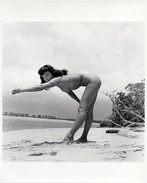 Original photograph of Bettie Page on the beach, 1954