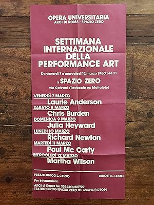Settimana Internazionale Della Performance Art poster