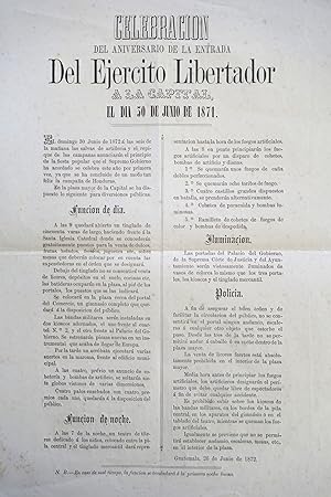 Celebracion Del Aniversario De La Entrada Del Ejercito Libertador El Dia 30 De Junio De 1871
