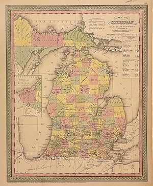 A New Map of Michigan with its Canals, Roads, & Distances