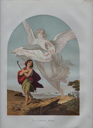 THE GAURDIAN ANGEL FROM PILGRIM'S PROGRESS,1870 Religious Print