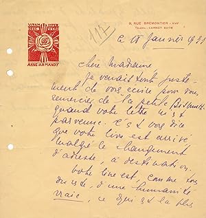 ANNE-ARMANDY lettre autographe signée