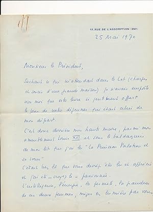 Jean VOILIER lettre autographe signée