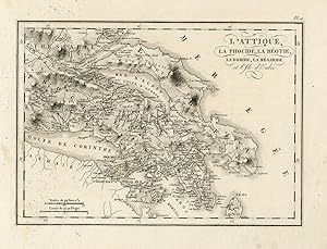 Antique Map-Regions of Phocis and Boeotia in Ancient Greece-Barthélemy-ca. 1820