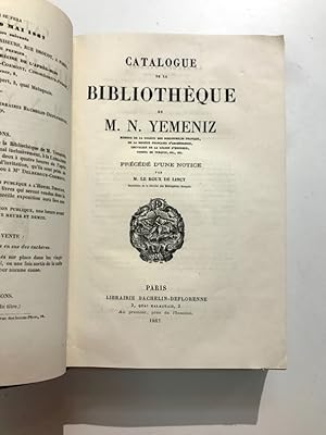 Catalogue de la bibliothèque de M. N. Yemeniz. précédé d'une notice par M. Le Roux de Lincy.