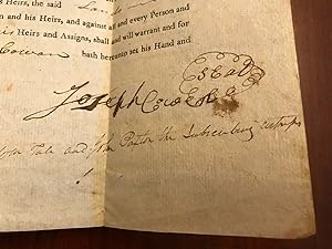 1812 Burke County North Carolina Land Indenture Agreement SIGNED by Joseph Cowan, a Soldier prese...