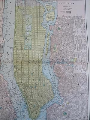 New York City plan Manhattan Central Park Brooklyn Hoboken 1902 Cram large map