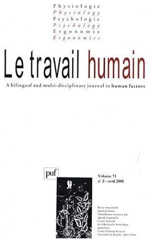 REVUE LE TRAVAIL HUMAIN n.71/2 (édition 2008)