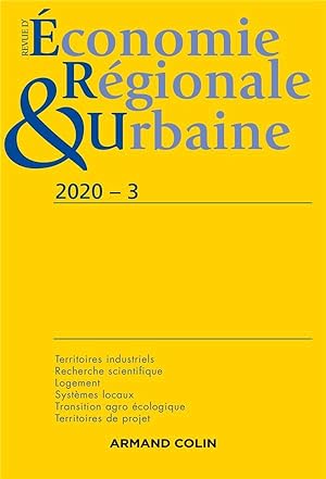 Revue d'économie régionale et urbaine n.2020-3 : varia