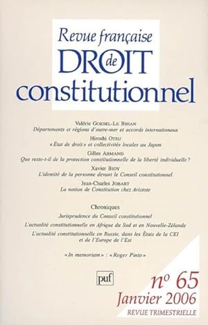 Revue française de droit constitutionnel n.65 : départements et régions d'Outre-mer et accords in...