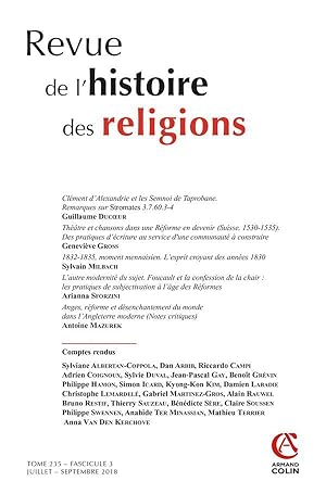 revue de l'histoire des religions : juillet/septembre 2018